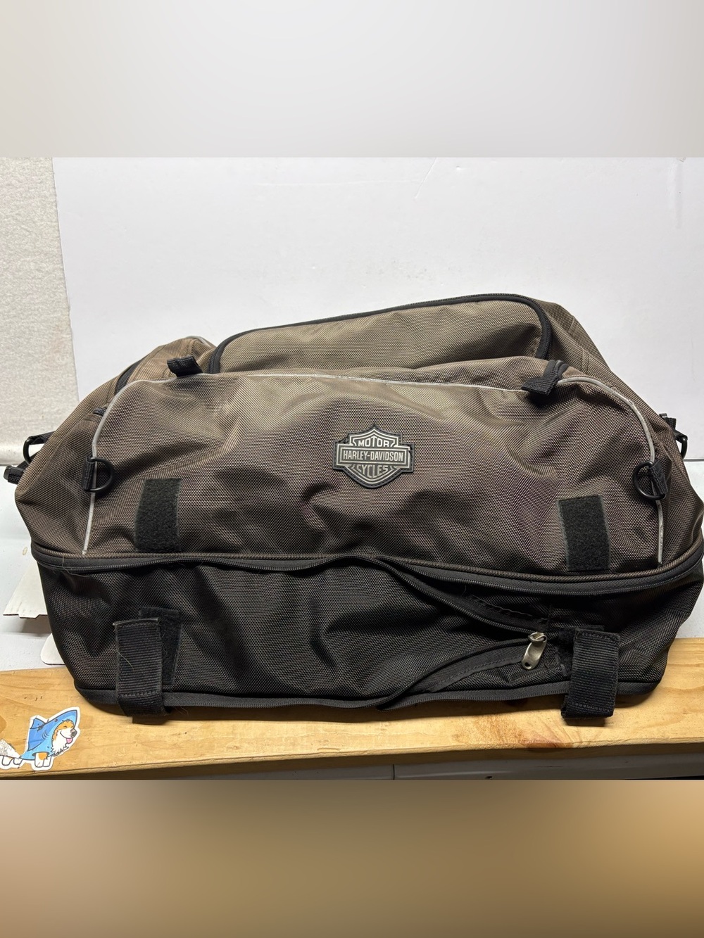 Harley Davidson Three Compartment Black Riding Bag/ Duffle Bag Moto Travel 22x11